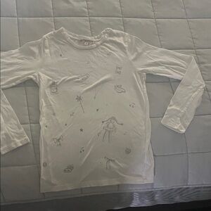 Bonpoint White Long Sleeve Kids Tee with Playful Designs